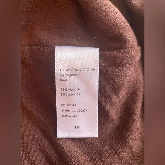 New Naked Wardrobe Women Brown Maxi Dress One Shoulder Size 1X - Picture 11 of 12